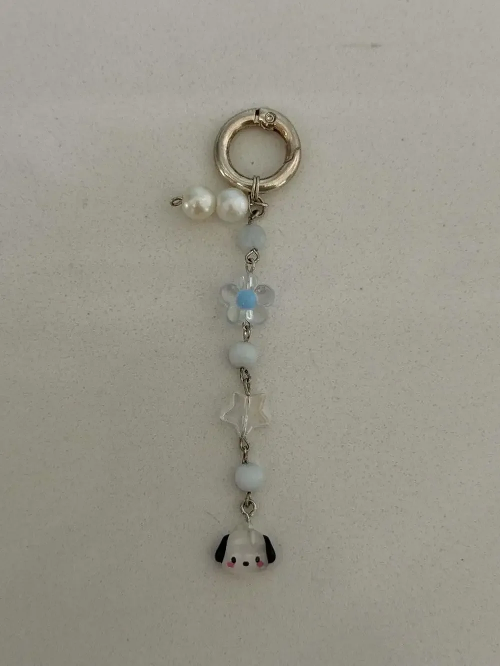 Handmade Sanrio Pochacco Character Beaded Keychain/purse Charm